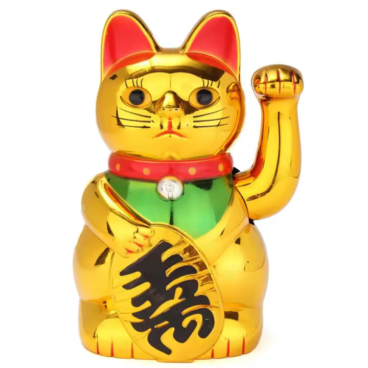 Figura Clásica De Gato Bendecido En Oro Con Brazo Moviéndose Para Atracción De Riqueza Decoración De Hogar Y Hotel Feng Shui - 1