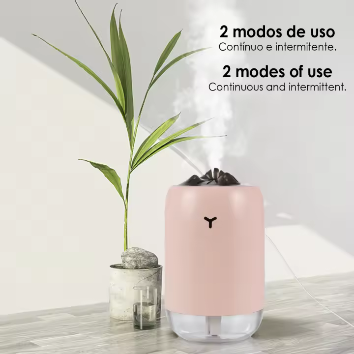 Mini Humidificador de 260 ml con Luz LED ambiental Función esterilización, compatible con hidroalcohol 8x8x14cm - 1