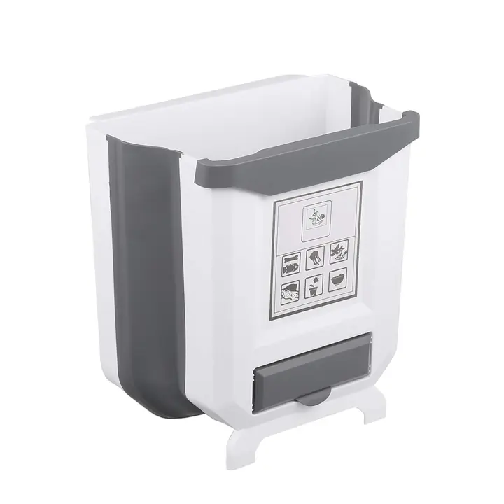 Cubos de Basura Flexible Colgando 10L Gran Capacidad Bote de Basura Colgante Extraible - 1