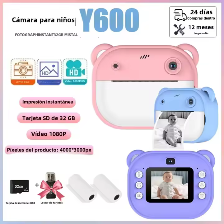 Cámara Digital Para Niños Con Impresión Inmediata Tarjeta De Memoria De 32G Cámara De Fotos Y Videos Para Niños Educativa Y Divertida - 1