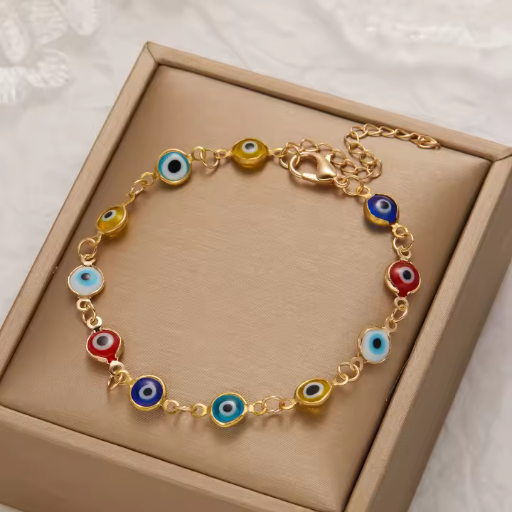 Pulsera Turca De Ojo Azul Para Mujeres Y Hombres Con Hebillas Ajustables Joyería De La Suerte Colorida Roja Y Azul Para La Riqueza Y La Felicidad - 1