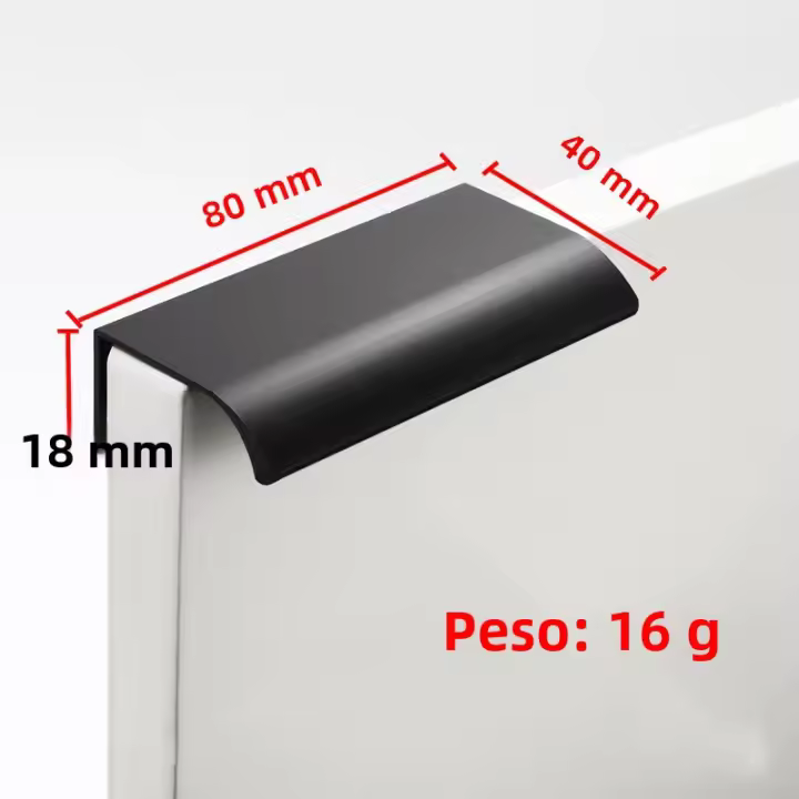 Manijas De Gabinete Ocultas 80-500mm Aluminio Negro Moderno Para Puertas De Armario Y Cajones De Cocina Y Armarios - 1