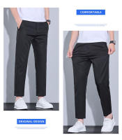 Pantalones Casuales Para Hombre De Verano Largo Hasta El Tobillo Ajustados Color Sólido Moda Fitted Cierre Elástico Talla 28-38 - details 19