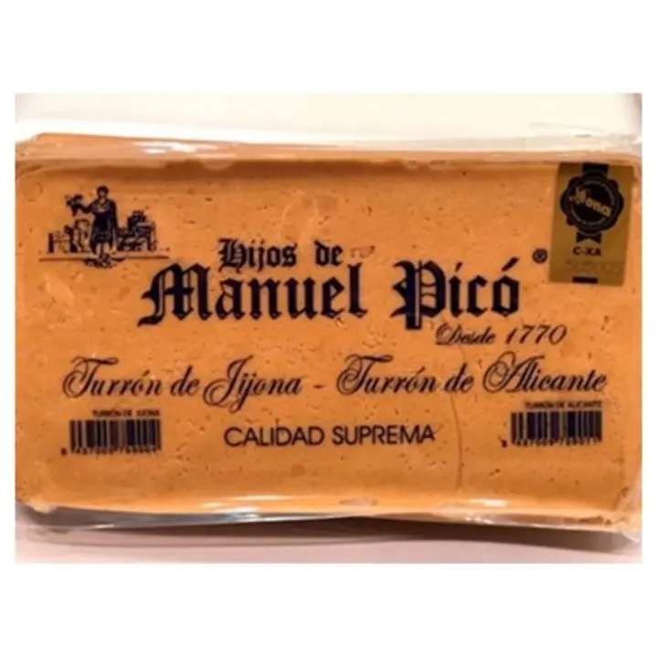 Turrón de Jijona Hijos de Manuel Picó - Almendra Marcona y Miel de Azahar - 300g o 500g - 1