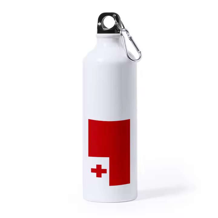 MERCHANDMANIA BIDON GRANDE 800 ML ACERO INOXIDABLE bandera tonga pais gobierno oceania deporte deportivo con mosqueton botella - 1