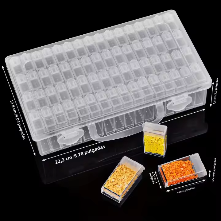 Caja De Almacenamiento De Joyería Y Perlas Para Pintura Diamante DIY Organizador De Accesorios De Joyería De Plástico Con 32/40/42/48/56/64 Slots - 1