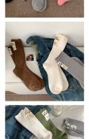 Calcetines De Lana Merino De Conejo Angolero Para Mujer Invierno Cálidos De Color Sólido Calcetines De Nieve De Cashmere - details 1