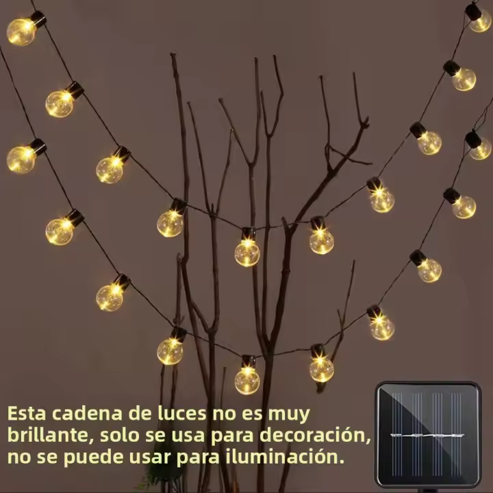 Lámparas Solares De Cadena Para Jardín Terraza Fiesta Camping Navidad Decoración De Calle Con Bulbos Globales Exteriores - 1