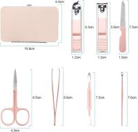 Set de manicura profesional, 7 cortaúñas portátiles y kit de cuidado de cejas, herramientas de acero inoxidable para el cuidado de las uñas con lujoso estuche de cuero. - details 0