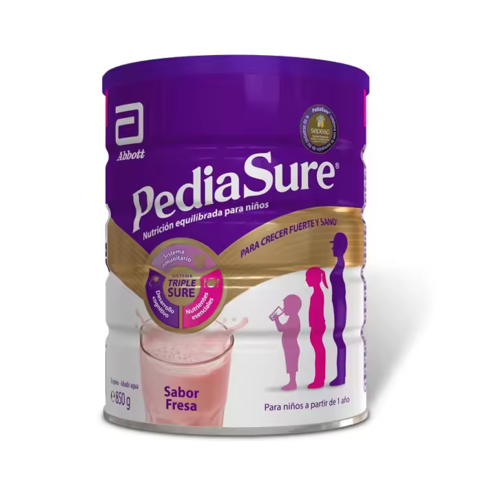 PediaSure – Sabor Fresa, Chocolate y Vainilla – Complemento Alimenticio para Niños con Proteínas, Vitaminas y Minerales – 850 g - 1