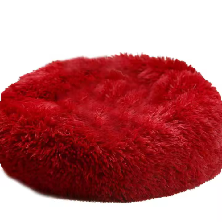 New Calming Dog Bed for Large Dogs Donut Washable Large Pet Bed Anti Anxiety Round Fluffy Plush Faux Fur Dog Bed - 1