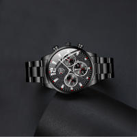 Reloj De Pulsera De Lujo Para Hombre Plata Acero Inoxidable Cuarzo Calendario Luminoso Cuero Negro Estilo Casual Y Negocios - details 10