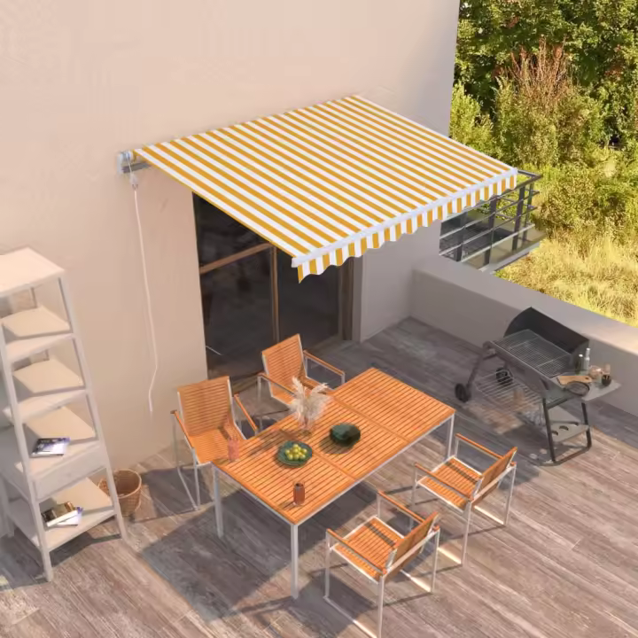 vidaXL Toldo retráctil automático amarillo y blanco 350x250 cm - 1
