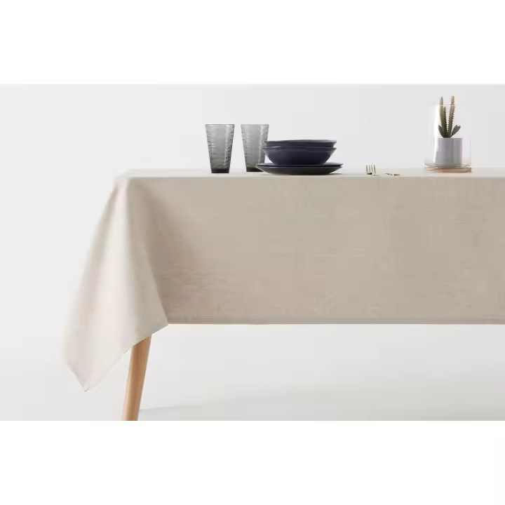 Manterol - Mantel espiga de algodón y lino rectangular y cuadrado de tela con tratamiento anti-manchas, repele el agua y las manchas, tejido de calidad y duradero. - 1