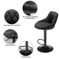 Taburete de bar de 2 plazas con asiento de terciopelo tapizado, regulable en altura con patas de metal - details 1