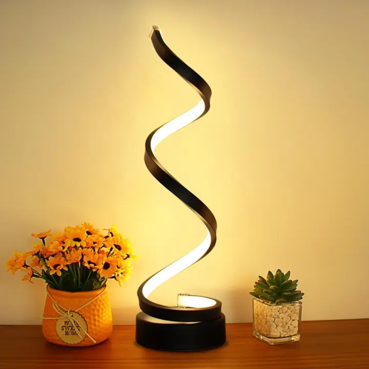 Lámpara De Mesa Minimalista Moderna Ajustable En 3 Colores Para Dormitorio Sala De Estar Oficina Luz De Escritorio De Espiral - 1