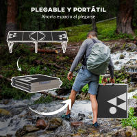 Outsunny Mesa Portátil con Patas de Aluminio Mesa de Beer Pong Plegable con Altura Ajustable en 3 Niveles para Jardín Barbacoa 240x60x54-70 cm Negro y Plata - details 9