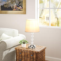 Lámpara de Mesa LED recargable por USB, lámpara de noche de Cristal, casete E27, ideal para salón y dormitorio, Cristal, color Plisado, 23x23x45 cm. - details 0