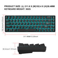 Teclado Mecánico De Juegos HXSJ V800 65% Mini Con Switches Azul/rojo Intercambiables Y Teclas ABS Doble-shot Iluminación Multi-color Modos De Iluminación Diferentes - details 9