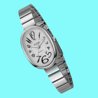 Reloj De Pulsera De Cuarzo Para Mujeres Con Dial Ovalado De Escala Numérica Árabe Estilo Bambú Y Correa De Acero Resistente a La Humedad - details 2