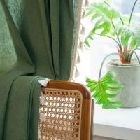 Cortinas Verdes De Estilo Bohemio Con Borlas Y Bolsa Para Rodillo 1 Panel 100% Aislamiento De Luz Para Sala De Estar Y Dormitorio - details 3