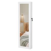 Espejo joyero con luz led, organizador montado en la pared con cierre seguro, colgante para puerta, espejo y compartimentos, perfecto para pendientes, collares - details 0