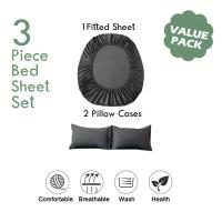 Juego De Sábanas De Algodón 3 Piezas Con Fundas Para Almohadas Suaves Y Transpirable Cubierta De Mátress Para Cama - details 1