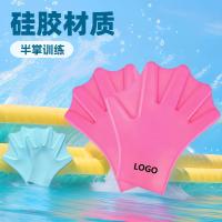 Guantes de silicona para natación de braza, media palma, palmas para remar, adolescentes, buceo, natación autónoma, entrenamiento especial para niños y adultos. - details 0