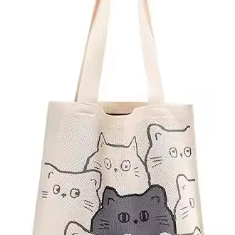 Bolso de crochet, Bonito Bolso de mano, bolsos de crochet para Mujer, Pequeño Bolso de mano estético, Bolso de punto con diseño de Gato y Flor, Blanco - 1