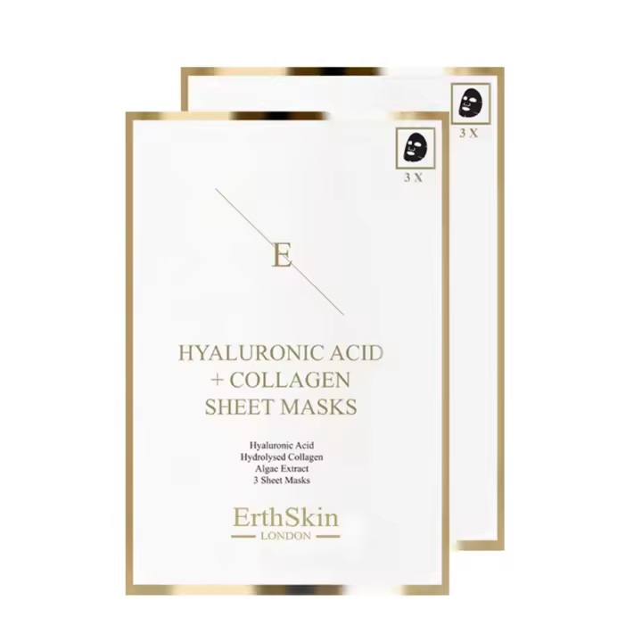 ErthSkin London 2x Mascarilla de Ácido Hialurónico y Colágeno - 3 láminas - 1