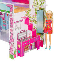 Barbie Casa de muñecas juguete, Dreamhouse, 2 plantas, estructura y muebles de cartón para montar, incluye muñeca, instrucciones de montaje, mide 79x38x70 cm, +4 años - details 2