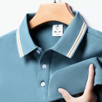 Camisa Polo Hombre Estilo Casual Transpirable Con Mangas Cortas Y Rayas Cuello Redondo Top Cómodo Para Verano - details 3