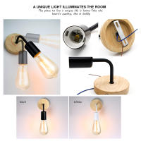 Lámpara De Pared Nórdica En Madera E27 Retro Para Iluminación Interior De Dormitorio Y Sala De Estar Decoración De Hogar LED - details 9