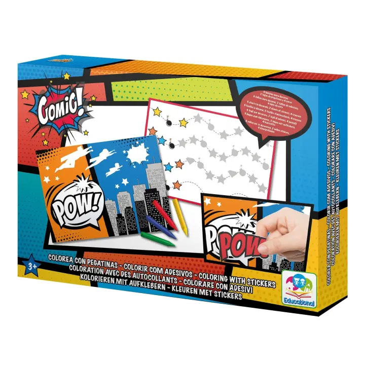 Pinta Pegatinas, con diseños exclusivos de Comic (0710)  Juego educativo para niños y niñas. Para iniciar manualidades básicas. Calidad al mejor precio. De acuerdo a la normativa CE. +3 años - 1