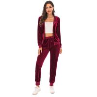 Women's Velvet Velour Super Soft Stretch Lounge Jacket Top and Bottom Set with Relaxed Zip Up Hoody and Jogger Sports Tracksuit - details 4