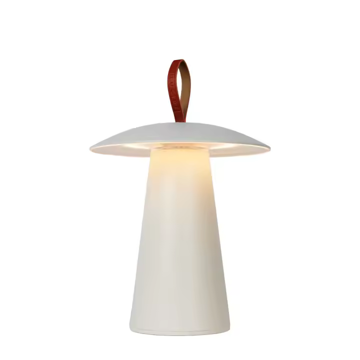 Lucide LA DONNA - Lámpara de mesa Recargable Dentro/Fuera - Batería/acumulador - Ø 19,7 cm - LED 3 StepDim - 1x2W 2700K - IP54 - Blanco - 1