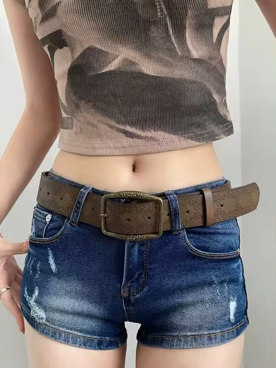 Cinturón American Retro Para Mujer 2024 Nueva Color Marrón Con Versatilidad Coreana Moda Instagram Para Ropa Casual - 1