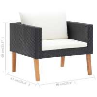 vidaXL Set de muebles de jardín 3 pzas y cojines ratán sintético negro - details 6