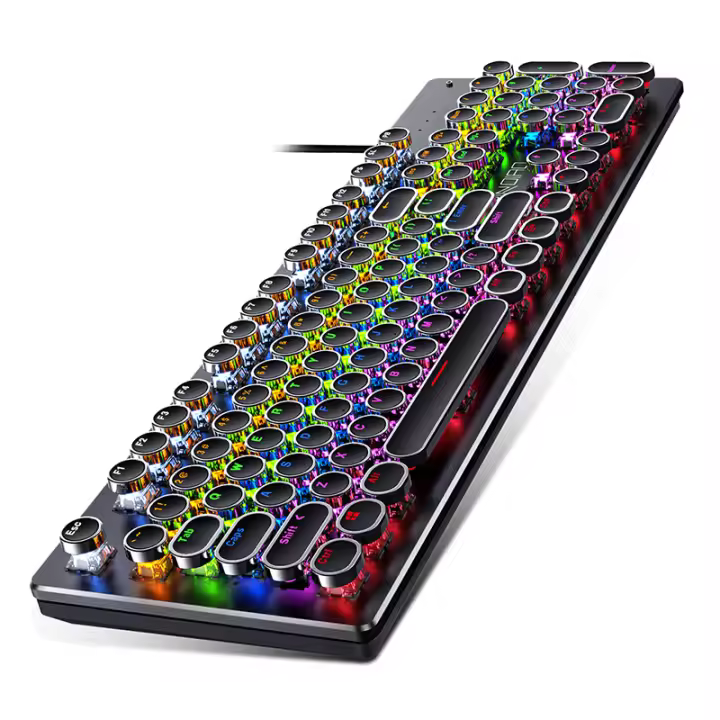 Teclado Mecánico Retro Punk Con Switch Azul Negro Marrón 104 Teclas USB RGB Backlit Para Juegos Y PC Laptop - 1
