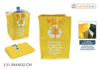 LILI HOME Pack de 3 Bolsas para Reciclaje Y más combinaciones para elegir - Plástico, Vidrio y Papel Medidas de Cada Bolsa: 44 x 32 x 31.5 cm. Cada bolsa está equipada con velcros en ambos lados, permitiendo unir tantas bolsas como necesites. - details 4