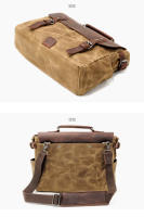 Bolso De Hombro Para Hombre Vintage De Lona Y Cuero Bolso Cruzado Casual Bolsas De Motocicleta Universal Impermeable Tamaño 36x27x12.5 - details 6
