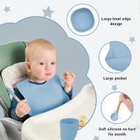 Vajilla de Bebé Silicona, 10 piezas Juegos de vajilla infantil, Cubiertos con plato ventosa, Plato Bebe Ventosa,Tenedor con mango de madera, bebe de silicona, Babero Set vajilla silicona bebe - details 2