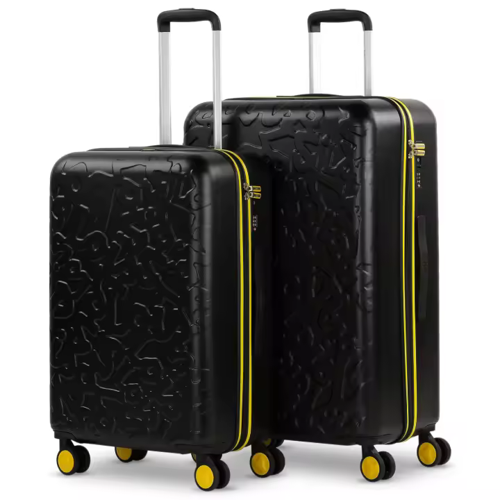 Set de 2 Maletas Rígidas Negras Lois Zion (Mediana y Grande) - ABS Antigolpes, Candado TSA, Color Negro con Detalles Amarillos, Capacidad Total 140 L - 1