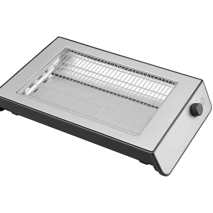 Tostadora Eléctrica Horizontal Plana 600W – 2 Tubos de Cuarzo, Calentado Rápido, Compacta y Versátil, Ideal para Pan, Bollería y Recalentar Comidas. Garantia - 1