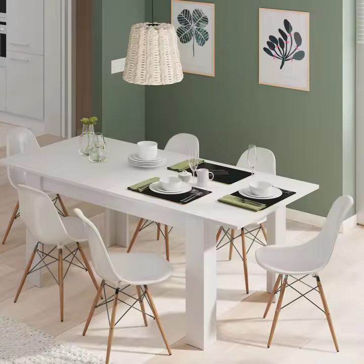 MESA COMEDOR EXTENSIBLE 90X140x190 CM BLANCO ARTIK - 1
