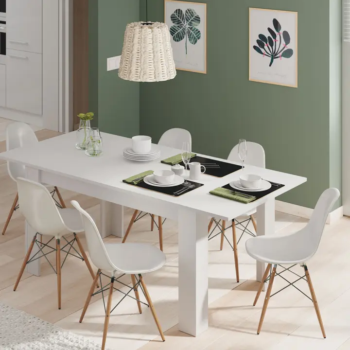 MESA COMEDOR EXTENSIBLE 90X140x190 CM BLANCO ARTIK - 1
