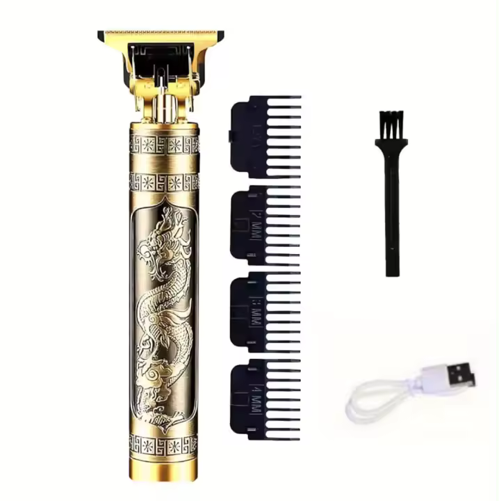 Recortadora de pelo eléctrica para hombres, afeitadora inalámbrica de 0mm, multifunción, Buda, dragón, Barbero, tipo T, Kit de peinado de corte, recargable por USB - 1