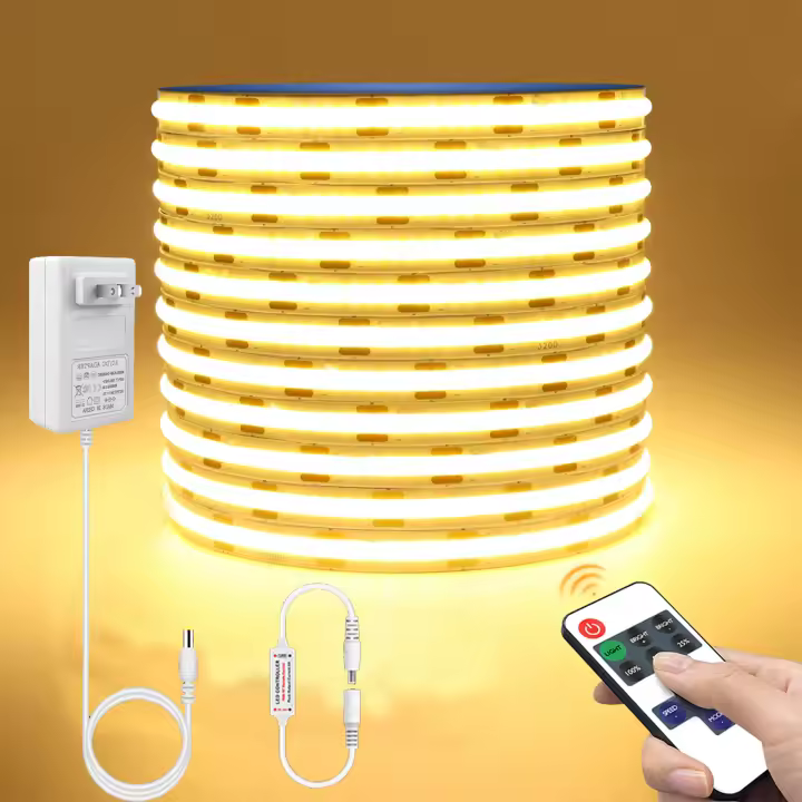 Tira De LED COB 10M 24V Con Control Remoto RF 320LEDs/M Luz Dimmable Para Decoración De Cocina Y Habitaciones TV Espejo Luz De Fondo - 1