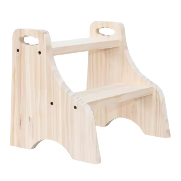 TWR Only Wood Escalera Montessori de Madera Natural para Aprendizaje Temprano con 2 Escalones y Manillar Práctico - 1