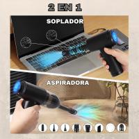 Soplador de Polvo Eléctrico y Aspirador 2 en 1, Aire Comprimido Limpieza pc, 3 Velocidades, Mini Aspiradora de Mano, Luz Led,Bolsa y Accesorios.12000Pa Succión,Recargable y Portatil - details 1